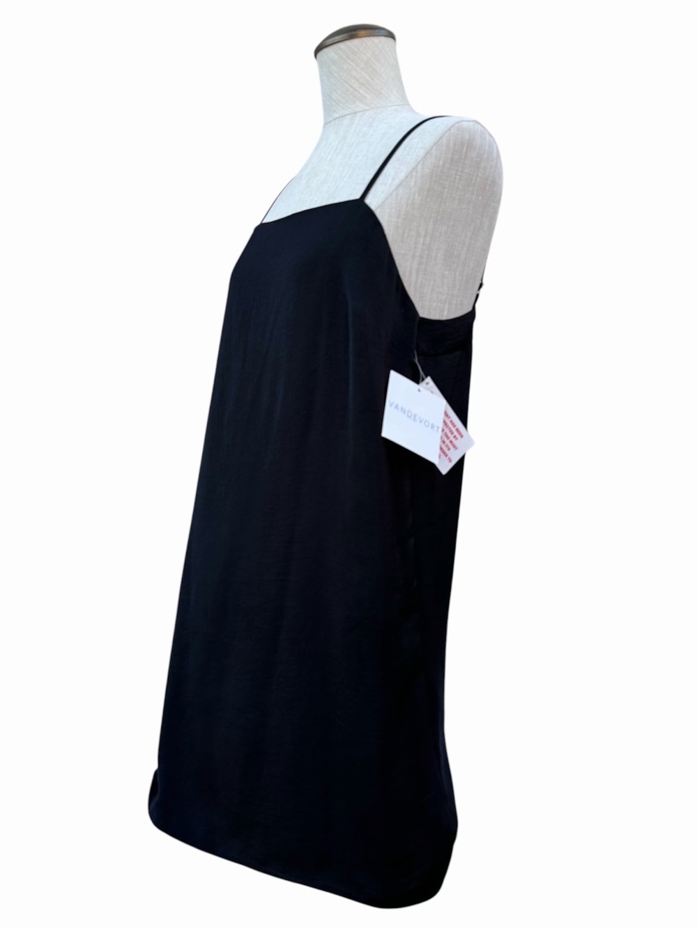 Van De Vort Colette Mini Dress LBD Black Slip Style Bow Medium/Large VDV